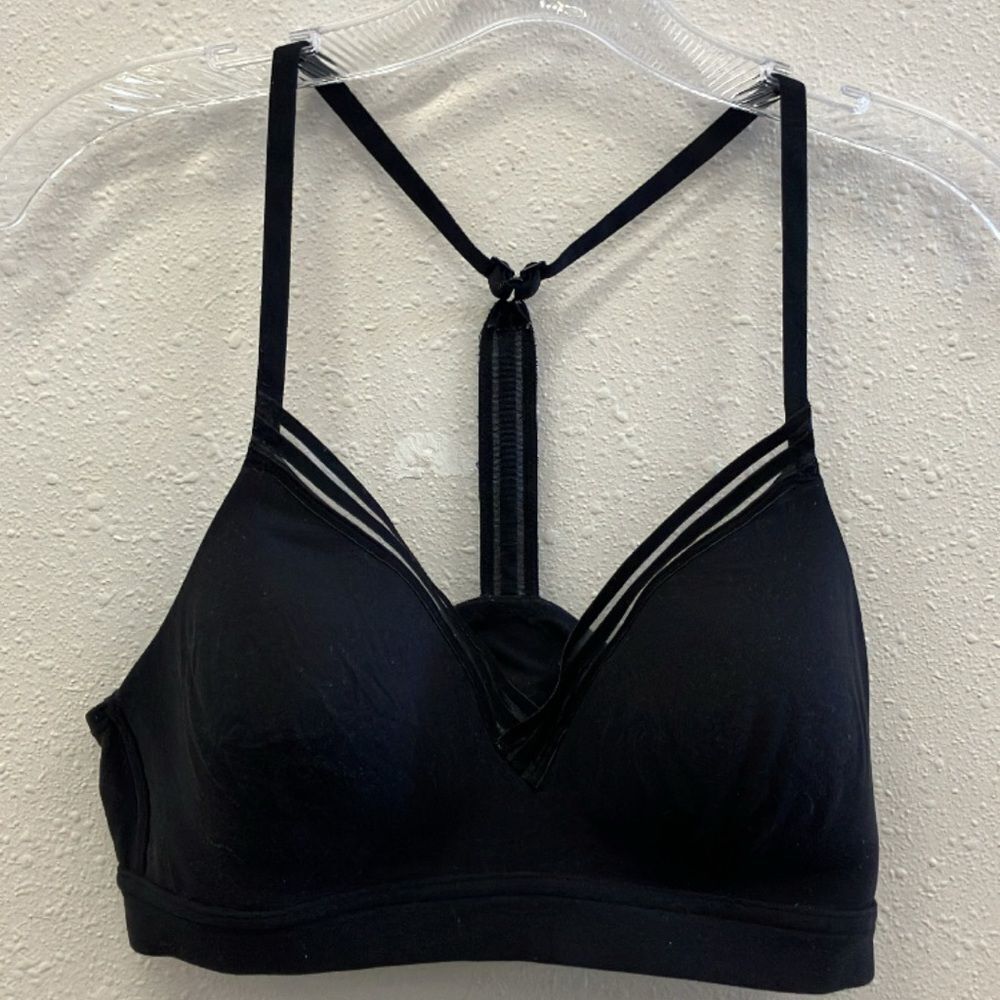 Athleta Black Strappy Women's Padded Comfort light support Bralette medium
